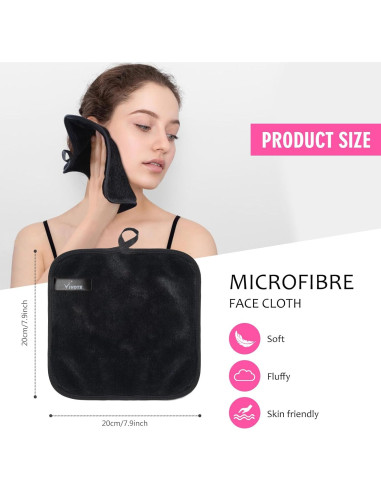 Paño Desmaquillante VIVOTE Microfibra 20x20cm 6pack Negro