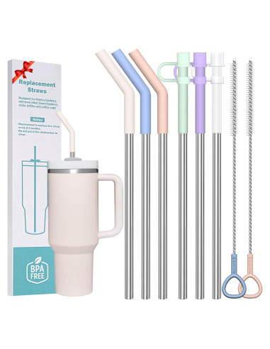 Pajitas Reutilizables de Acero Inoxidable WK IEASON 30.48 cm 6 Pcs