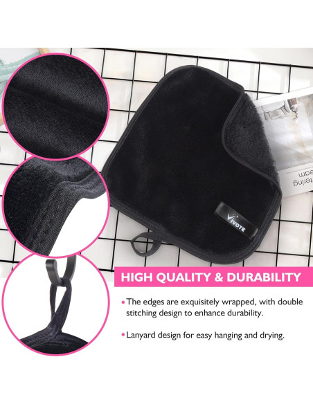 Paño Desmaquillante VIVOTE Microfibra 20x20cm 6pack Negro