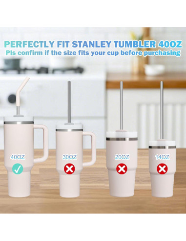 Pajitas Reutilizables de Acero Inoxidable WK IEASON 30.48 cm 6 Pcs