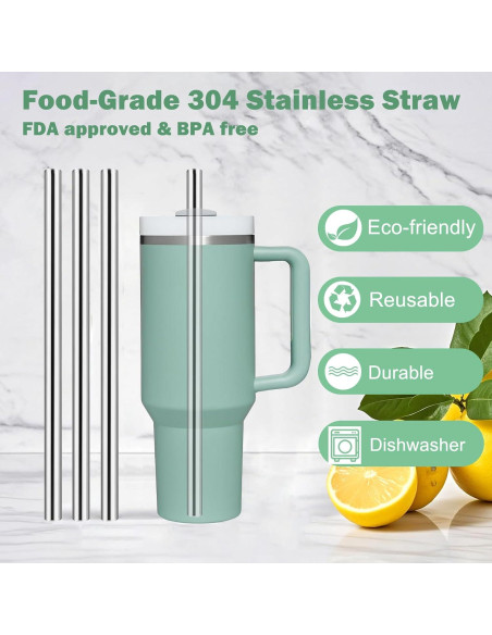 Pajitas Reutilizables de Acero Inoxidable WK IEASON 30.48 cm 6 Pcs