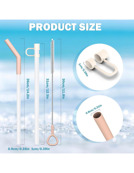 Pajitas Reutilizables de Acero Inoxidable WK IEASON 30.48 cm 6 Pcs