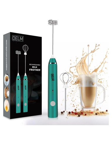 Espumador de Leche Eléctrico DELM Verde - Acero Inoxidable, USB