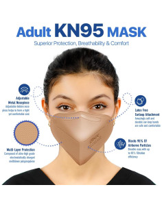 Mascarillas KN95 BNX Adulto y Niños - Paquete de 20 Beige 2