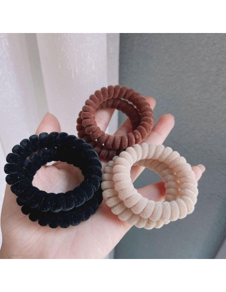 Tiras de Cabello de Terciopelo en Espiral Grutyopkn - 4 Bandas Elásticas