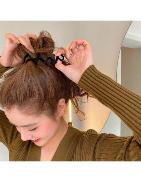 Tiras de Cabello de Terciopelo en Espiral Grutyopkn - 4 Bandas Elásticas