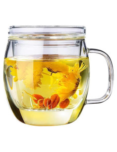 Taza de Té de Vidrio Bunhut con Infusor y Tapa 500ml