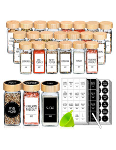 Frascos de Especias Churboro 24 Piezas 4 Oz Vidrio y Bambú