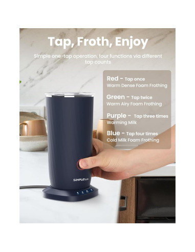 Espumador de Leche Eléctrico SIMPLETASTE 4-en-1 Azul 240ml