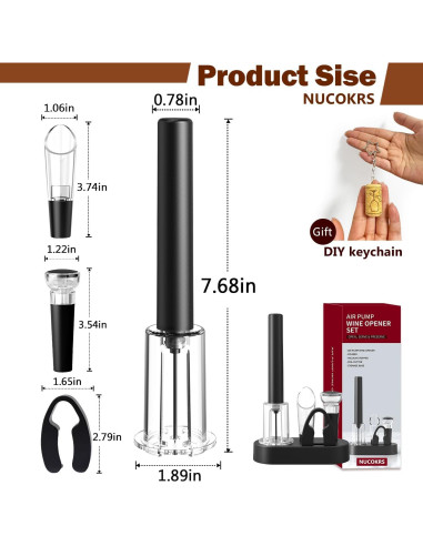 Juego de 5 Piezas Abrebotellas de Vino NUCOKRS con Bomba de Aire