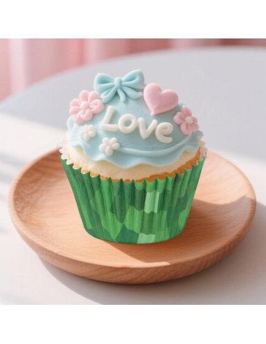 300 Forros de Cupcake Verde SAVITA, Papel, 3cm Altura
