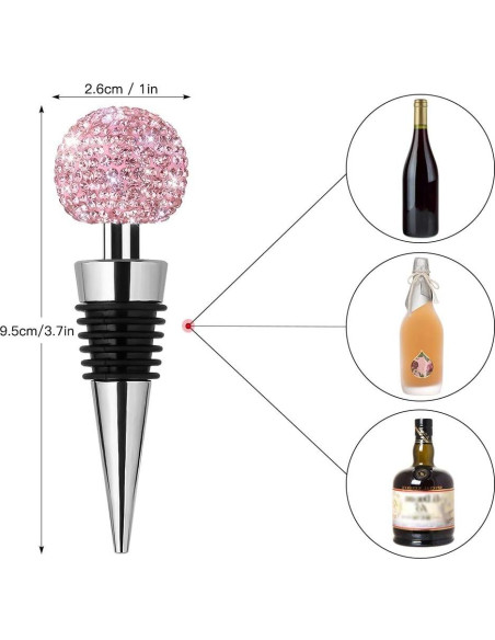 Tapón Decorativo para Vino Soleebee con Cristal Rosa