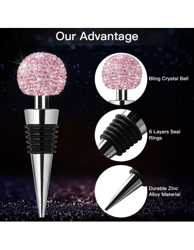 Tapón Decorativo para Vino Soleebee con Cristal Rosa