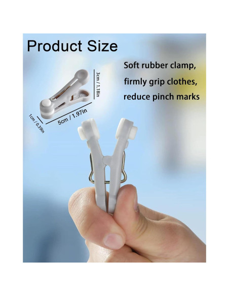 12 Pinzas de Plástico CUARUSUIKA para Ropa y Comida - Blanco y Gris