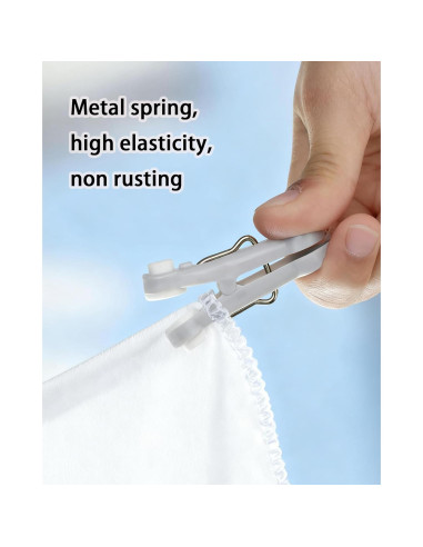 12 Pinzas de Plástico CUARUSUIKA para Ropa y Comida - Blanco y Gris