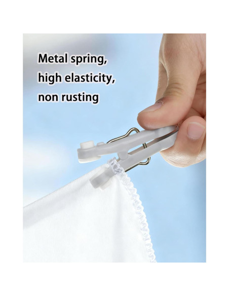12 Pinzas de Plástico CUARUSUIKA para Ropa y Comida - Blanco y Gris