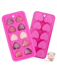 Bandejas de Hielo de Silicona Aichoof 2 Piezas Corazón Rosa