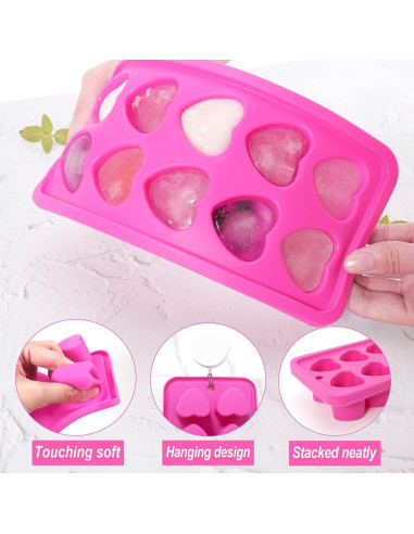 Bandejas de Hielo de Silicona Aichoof 2 Piezas Corazón Rosa