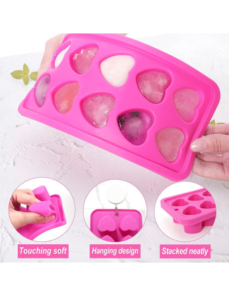 Bandejas de Hielo de Silicona Aichoof 2 Piezas Corazón Rosa