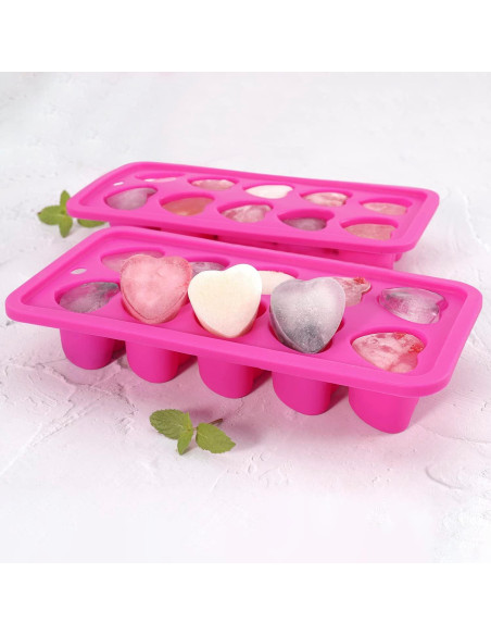 Bandejas de Hielo de Silicona Aichoof 2 Piezas Corazón Rosa