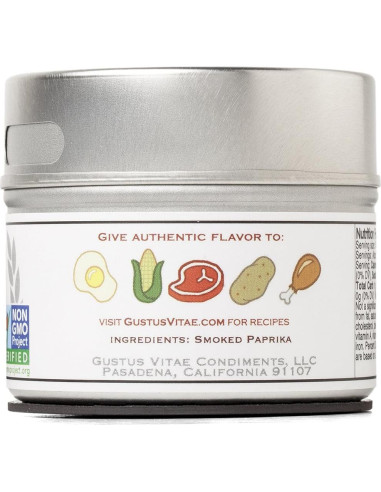 Pimentón Español Ahumado Gustus Vitae 65g - Sin OGM, Natural