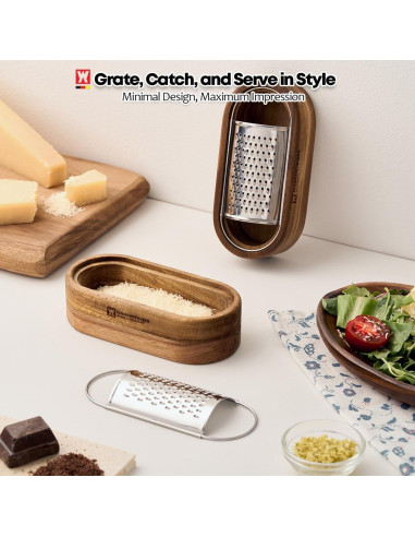 Rallador de Queso Wagensteiner de Acero Inoxidable y Madera