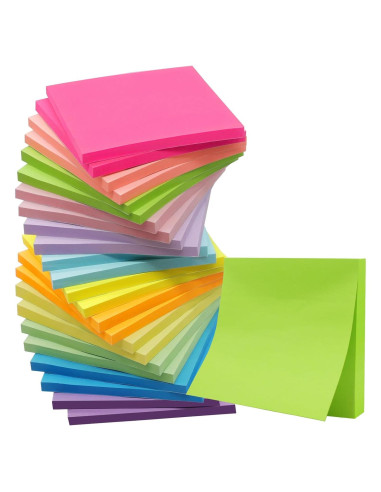 Notas Adhesivas HCTBN 3x3" 24 Paquetes 12 Colores Brillantes