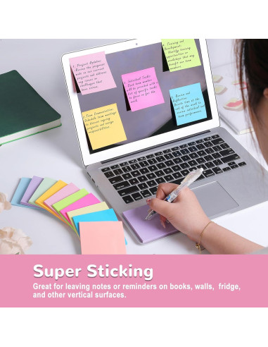 Notas Adhesivas HCTBN 3x3" 24 Paquetes 12 Colores Brillantes