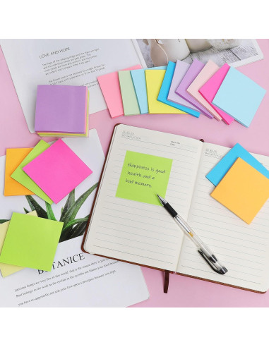 Notas Adhesivas HCTBN 3x3" 24 Paquetes 12 Colores Brillantes