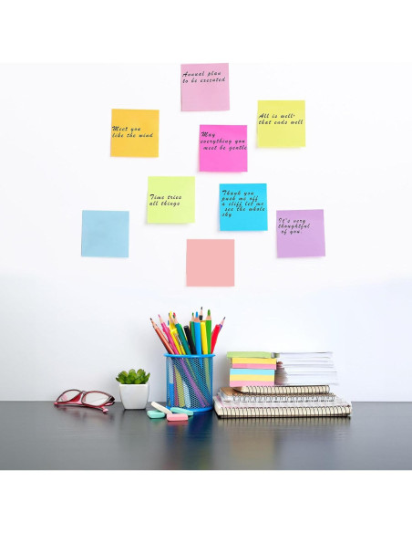 Notas Adhesivas HCTBN 3x3" 24 Paquetes 12 Colores Brillantes