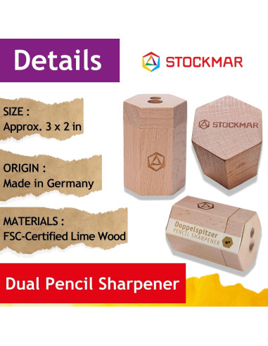 Sacapuntas Doble Stockmar de Madera de Tilo FSC para Lápices