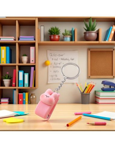 Mini Grapadora Portátil Rosa Essivox con Llavero 2.5cm
