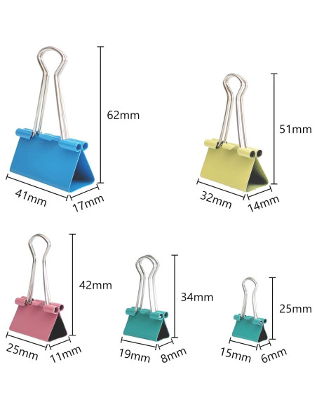 Paquete de 120 Clips de Carpeta Ykimok en 4 Colores