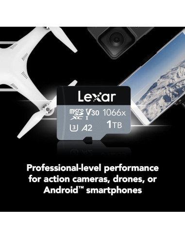 Tarjeta Micro SD Lexar 1TB UHS-I 1066x A2 V30 para Cámaras