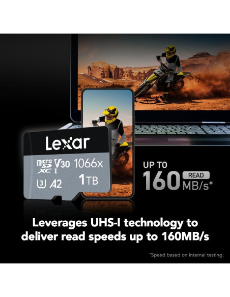 Tarjeta Micro SD Lexar 1TB UHS-I 1066x A2 V30 para Cámaras
