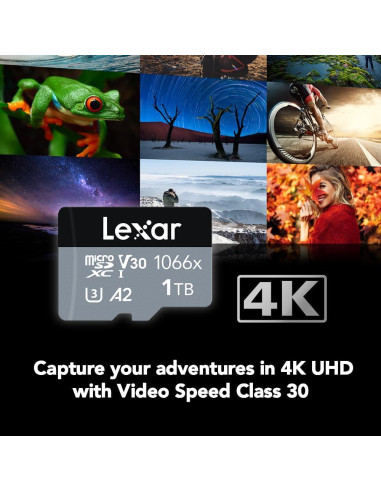 Tarjeta Micro SD Lexar 1TB UHS-I 1066x A2 V30 para Cámaras