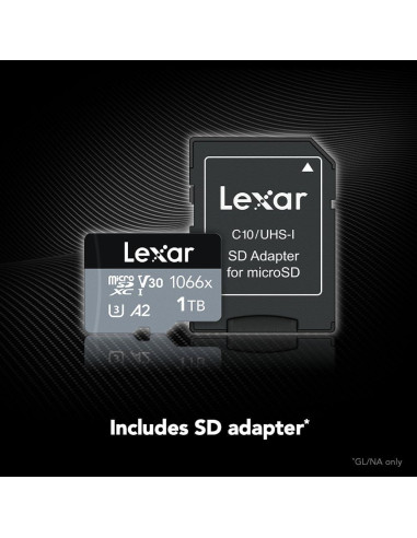 Tarjeta Micro SD Lexar 1TB UHS-I 1066x A2 V30 para Cámaras