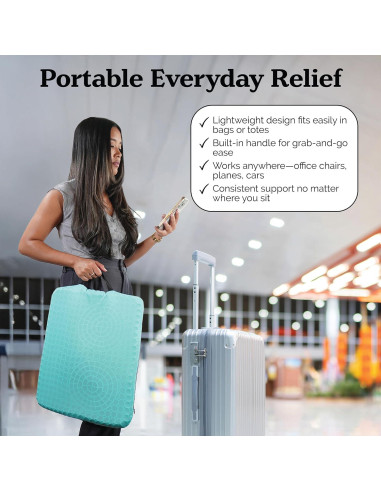 Cojín de Gel Zen Virtuoso Teal para Alivio Coccix y Espalda