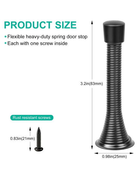 Paquete de 6 Paradas de Puerta ZUOYIGD Negras 8.3cm Alta Resistencia