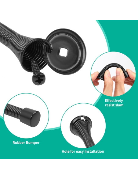 Paquete de 6 Paradas de Puerta ZUOYIGD Negras 8.3cm Alta Resistencia