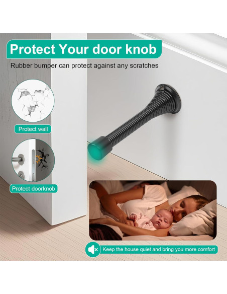 Paquete de 6 Paradas de Puerta ZUOYIGD Negras 8.3cm Alta Resistencia