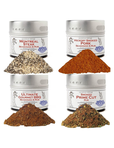 Set de Condimentos Gourmet Gustus Vitae | 4 Especias Naturales | Latas Magnéticas