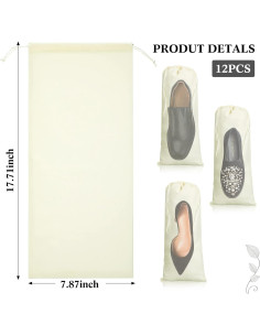 12 Bolsas de Polvo para Zapatos Chumia Beige 45x20 cm 2