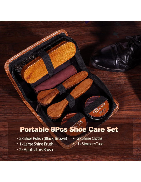 Kit de Cuidado de Zapatos Topus - 3 Piezas, Cera Negra y Marrón