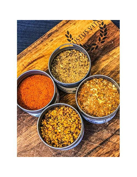 Set de Condimentos Gourmet Gustus Vitae | 4 Especias Naturales | Latas Magnéticas