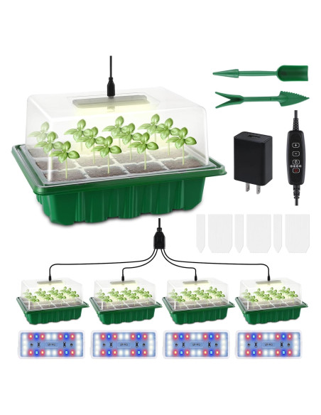 Kit de Inicio de Semillas RODINTO 4 Bandejas LED Espectro Completo
