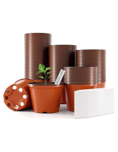 100 Macetas de Vivero 4" Bluckincle con Etiquetas y Drenaje