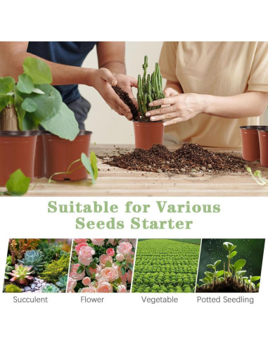 100 Macetas de Vivero 4" Bluckincle con Etiquetas y Drenaje