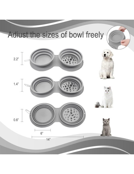 Cuencos Plegables para Perros IFOYO 2 en 1 Antideslizante Gris