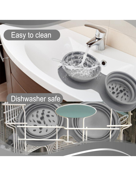 Cuencos Plegables para Perros IFOYO 2 en 1 Antideslizante Gris